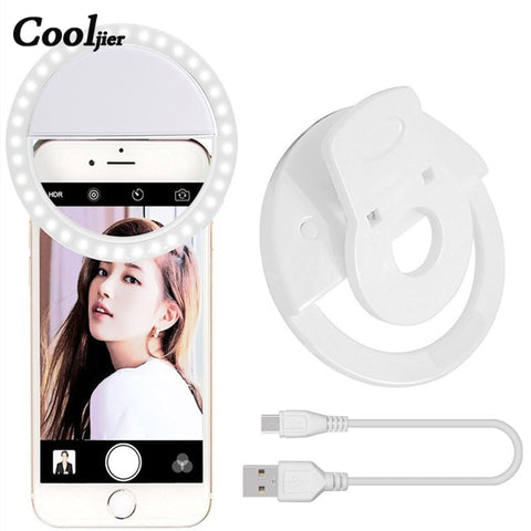 COOLJIER New Selfie Ring Light USB Charge Portable Flash led